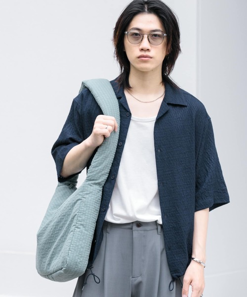 SENSE OF PLACE by URBAN RESEARCH（センスオブプレイスバイアーバンリサーチ）の「シアーレースドローコードオープンカラーシャツ（シャツ/ブラウス・メンズ・アイボリー/ネイビー/オレンジ・MEDIUM/LARGE）」の8枚目の写真