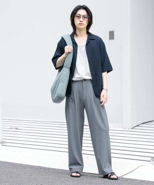 SENSE OF PLACE by URBAN RESEARCH（センスオブプレイスバイアーバンリサーチ）の「シアーレースドローコードオープンカラーシャツ（シャツ/ブラウス・メンズ・アイボリー/ネイビー/オレンジ・MEDIUM/LARGE）」の10枚目の写真