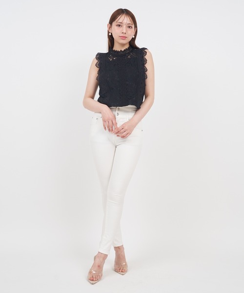 ROYAL PARTY(ロイヤルパーティー)の「レースノースリーブカットトップス(Tシャツ/カットソー・レディース・ブラック/オフホワイト/ピンク・FREE)」の22枚目の写真