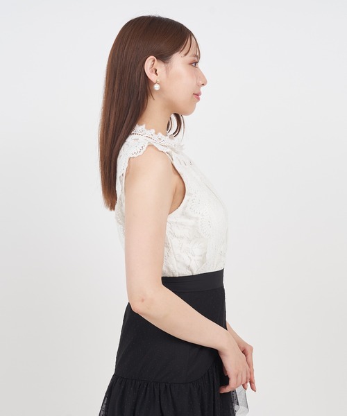 ROYAL PARTY(ロイヤルパーティー)の「レースノースリーブカットトップス(Tシャツ/カットソー・レディース・ブラック/オフホワイト/ピンク・FREE)」の18枚目の写真