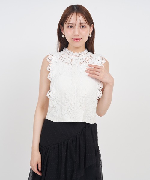 セール】レースノースリーブカットトップス（Tシャツ/カットソー