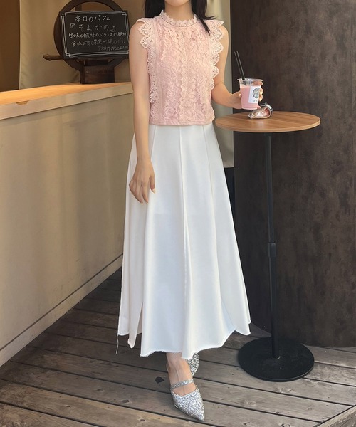 ROYAL PARTY(ロイヤルパーティー)の「レースノースリーブカットトップス(Tシャツ/カットソー・レディース・ブラック/オフホワイト/ピンク・FREE)」の8枚目の写真