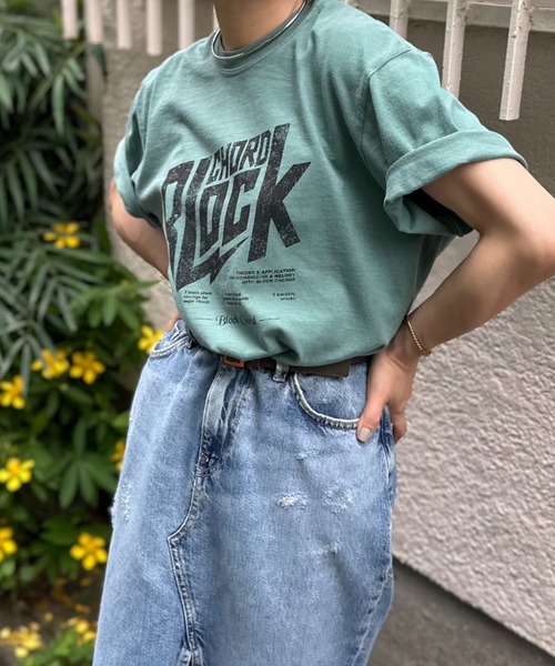 *URKOOL*グラデーションヴィンテージ Tシャツ*送料込み* ルーズシルエットマルチグラフィックヴィンテージ加工