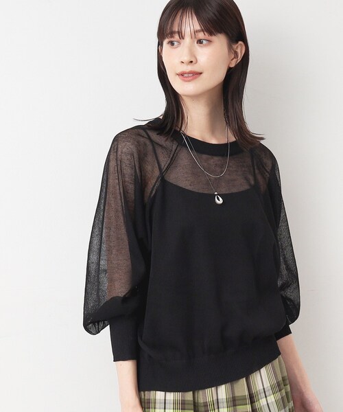 Dessin（デッサン）の「◆【洗える】シースルーニット（XS～L）（ニット/セーター・レディース・ホワイト系/チャコールグレー/ブラック・00/01/02/03）」の2枚目の写真