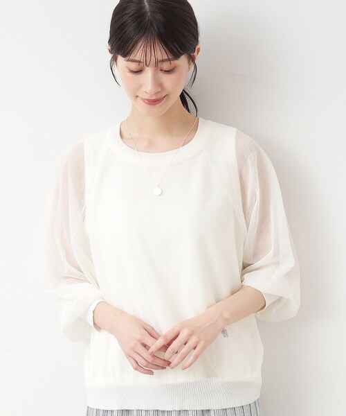 Dessin（デッサン）の「◆【洗える】シースルーニット（XS～L）（ニット/セーター・レディース・ホワイト系/チャコールグレー/ブラック・00/01/02/03）」の4枚目の写真