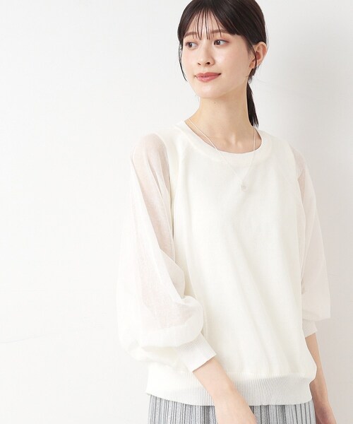 Dessin（デッサン）の「◆【洗える】シースルーニット（XS～L）（ニット/セーター・レディース・ホワイト系/チャコールグレー/ブラック・00/01/02/03）」の5枚目の写真