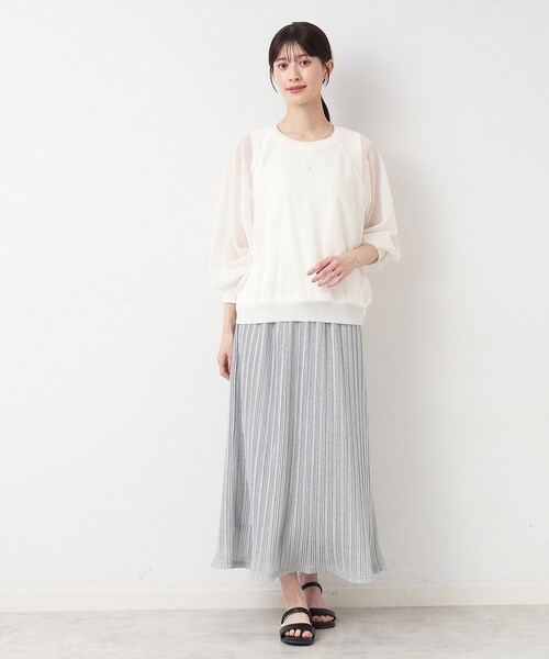 Dessin（デッサン）の「◆【洗える】シースルーニット（XS～L）（ニット/セーター・レディース・ホワイト系/チャコールグレー/ブラック・00/01/02/03）」の6枚目の写真