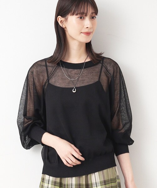 Dessin（デッサン）の「◆【洗える】シースルーニット（XS～L）（ニット/セーター・レディース・ホワイト系/チャコールグレー/ブラック・00/01/02/03）」の8枚目の写真