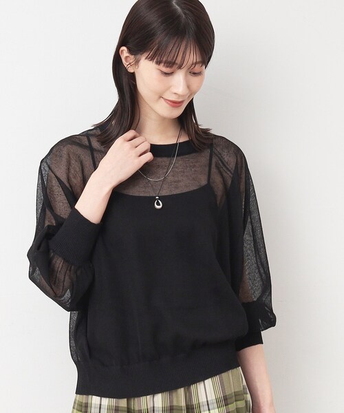 Dessin（デッサン）の「◆【洗える】シースルーニット（XS～L）（ニット/セーター・レディース・ホワイト系/チャコールグレー/ブラック・00/01/02/03）」の9枚目の写真