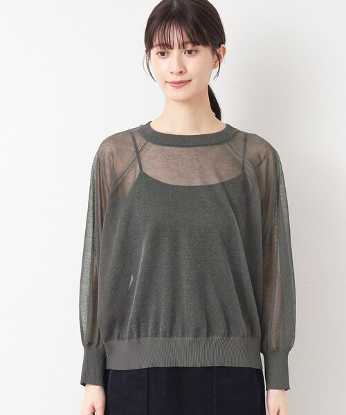 Dessin（デッサン）の「◆【洗える】シースルーニット（XS～L）（ニット/セーター・レディース・ホワイト系/チャコールグレー/ブラック・00/01/02/03）」の16枚目の写真