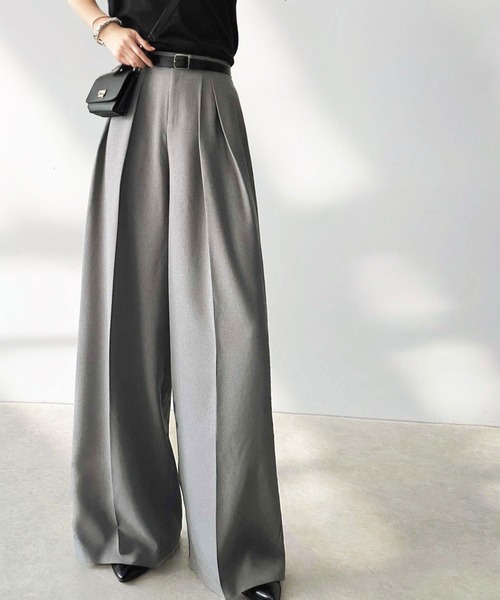 セール】さらっと美脚。細見え2インタックハイウエストワイド