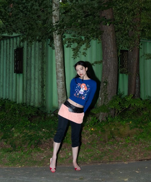 INTER FACTORY（インターファクトリー）の「hannah - selfish girl t-shirt made in INTER FACTORY（Tシャツ/カットソー・レディース・ネイビー/ホワイト/グリーン・FREE）」の4枚目の写真