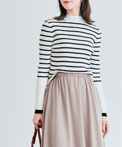 kirakiraShop(キラキラショップ)の「袖配色 リブパイピング ハイネック プルオーバー(ニット/セーター・レディース・モカ/オフホワイト/ブルー系その他/ホワイト系/ブラック・L/M)」の22枚目の写真