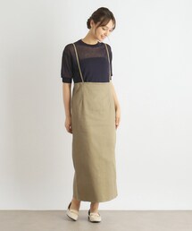 ◆【チノ素材／肩紐調節可】ストレート吊りスカート