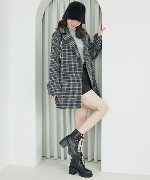 MAJESTIC LEGON(マジェスティックレゴン)の「ダブルブレストハーフコート(その他アウター・レディース・ベージュ/ブラウン系その他2/ブラック系その他/グレー系その他・MEDIUM)」の3枚目の写真