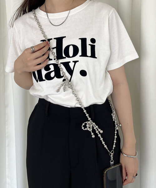 prose verse(プロズヴェール)の「ビーズリボンスマホストラップ(ブローチ/コサージュ・レディース・シルバー/オフホワイト・フリ-)」の1枚目の写真