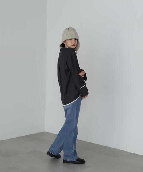 N.(N. Natural Beauty Basic)(エヌエヌナチュラルビューティーベーシック)の「◆オーバーサイズスキッパーシャツ(シャツ/ブラウス・レディース・ブラウン/チャコールグレー/ナチュラル・MEDIUM)」の8枚目の写真