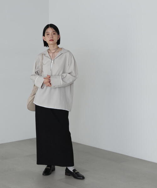 N.(N. Natural Beauty Basic)(エヌエヌナチュラルビューティーベーシック)の「◆オーバーサイズスキッパーシャツ(シャツ/ブラウス・レディース・ブラウン/チャコールグレー/ナチュラル・MEDIUM)」の17枚目の写真