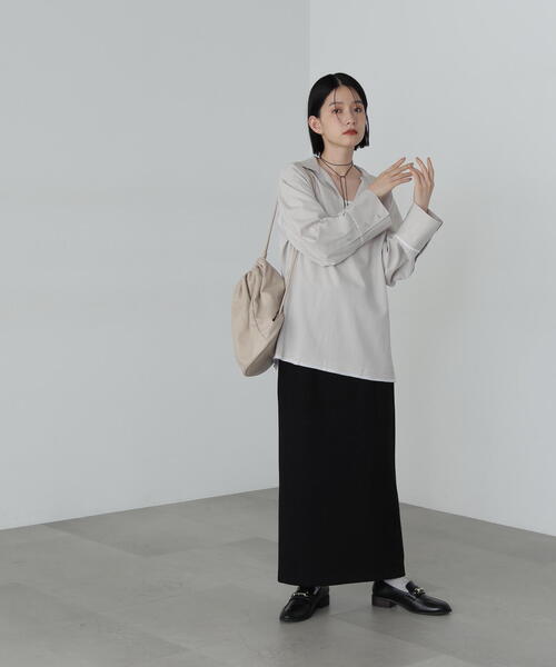 N.(N. Natural Beauty Basic)(エヌエヌナチュラルビューティーベーシック)の「◆オーバーサイズスキッパーシャツ(シャツ/ブラウス・レディース・ブラウン/チャコールグレー/ナチュラル・MEDIUM)」の18枚目の写真