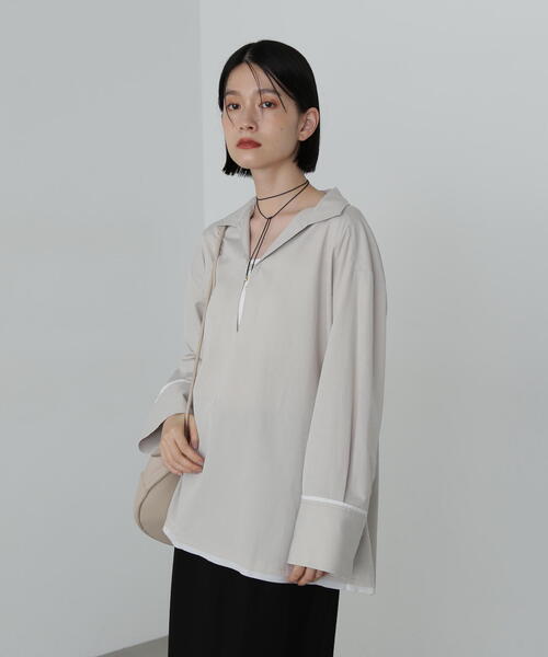 N.(N. Natural Beauty Basic)(エヌエヌナチュラルビューティーベーシック)の「◆オーバーサイズスキッパーシャツ(シャツ/ブラウス・レディース・ブラウン/チャコールグレー/ナチュラル・MEDIUM)」の22枚目の写真