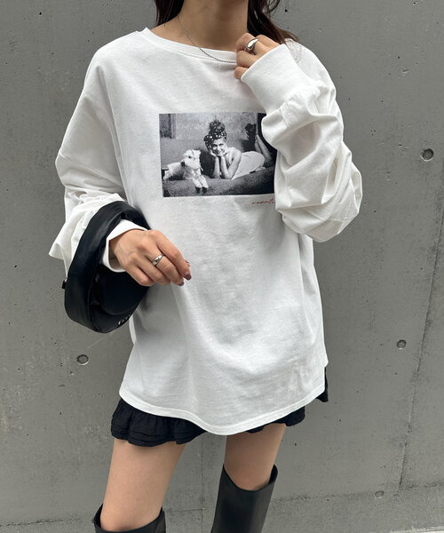 mline（エムライン）の「[mline]ヴィンテージフォトロンT（Tシャツ/カットソー・レディース・ブラック系その他/ブラック/ホワイト/ホワイト系その他・FREE）」の2枚目の写真