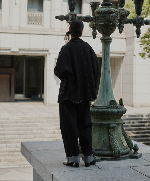 hellam（へラム）の「ロールアップデニムジャケット（デニムジャケット・レディース・ブラック/インディゴブルー・FREE）」の6枚目の写真