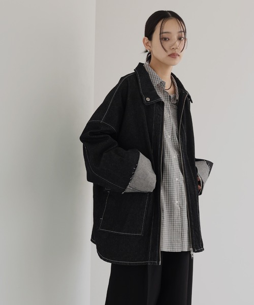 hellam（へラム）の「ロールアップデニムジャケット（デニムジャケット・レディース・ブラック/インディゴブルー・FREE）」の10枚目の写真