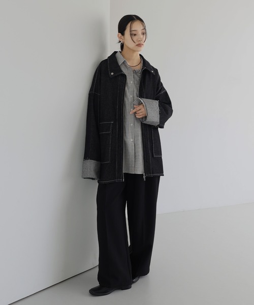 hellam（へラム）の「ロールアップデニムジャケット（デニムジャケット・レディース・ブラック/インディゴブルー・FREE）」の11枚目の写真