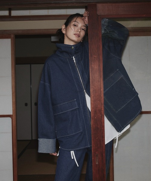 hellam（へラム）の「ロールアップデニムジャケット（デニムジャケット・レディース・ブラック/インディゴブルー・FREE）」の7枚目の写真