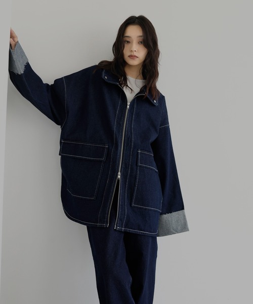 hellam（へラム）の「ロールアップデニムジャケット（デニムジャケット・レディース・ブラック/インディゴブルー・FREE）」の22枚目の写真