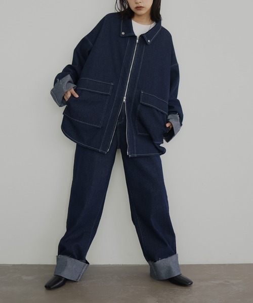 hellam（へラム）の「ロールアップデニムジャケット（デニムジャケット・レディース・ブラック/インディゴブルー・FREE）」の21枚目の写真