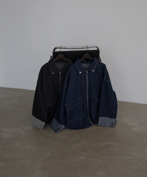 hellam（へラム）の「ロールアップデニムジャケット（デニムジャケット・レディース・ブラック/インディゴブルー・FREE）」の16枚目の写真