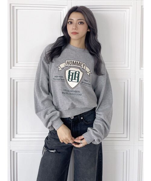 GYDA（ジェイダ）の「BACKレースアップショートロゴスウェットトップス（スウェット・レディース・チャコールグレー/グレー/オフホワイト・FREE）」の22枚目の写真