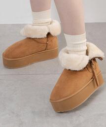 WEGO | WEGO/【24年秋冬新作】折り返し厚底フェイクムートンブーツ(ブーツ)