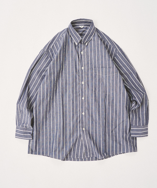 【セール】BLUE STRIPE B.D. SH / ブルーストライプボタンダウンシャツ（シャツ/ブラウス）｜417 EDIFICE（フォーワンセブンエディフィス）