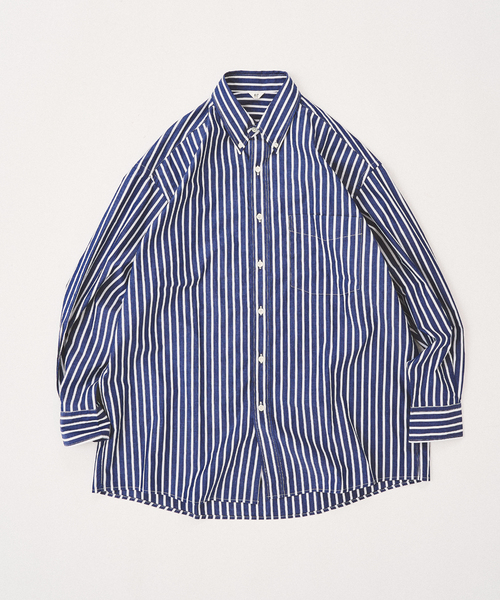 【セール】BLUE STRIPE B.D. SH / ブルーストライプボタンダウンシャツ（シャツ/ブラウス）｜417 EDIFICE（フォーワンセブンエディフィス）
