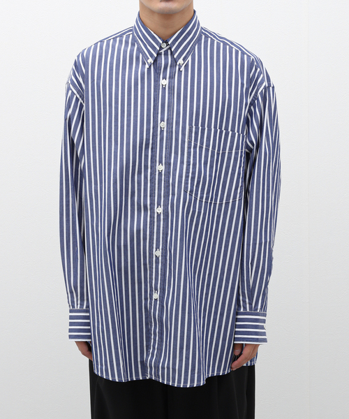 【セール】BLUE STRIPE B.D. SH / ブルーストライプボタンダウンシャツ（シャツ/ブラウス）｜417 EDIFICE（フォーワンセブンエディフィス）
