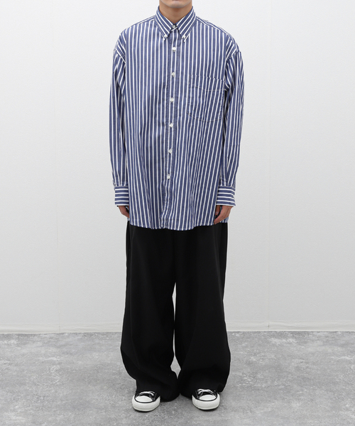 【セール】BLUE STRIPE B.D. SH / ブルーストライプボタンダウンシャツ（シャツ/ブラウス）｜417 EDIFICE（フォーワンセブンエディフィス）