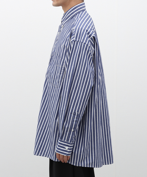 【セール】BLUE STRIPE B.D. SH / ブルーストライプボタンダウンシャツ（シャツ/ブラウス）｜417 EDIFICE（フォーワンセブンエディフィス）