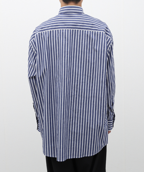 【セール】BLUE STRIPE B.D. SH / ブルーストライプボタンダウンシャツ（シャツ/ブラウス）｜417 EDIFICE（フォーワンセブンエディフィス）
