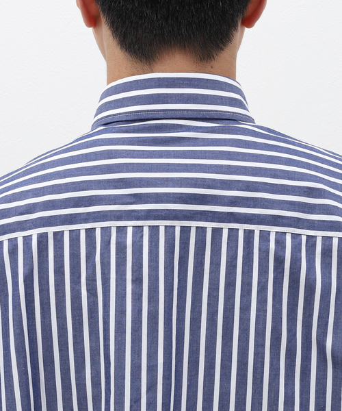 【セール】BLUE STRIPE B.D. SH / ブルーストライプボタンダウンシャツ（シャツ/ブラウス）｜417 EDIFICE（フォーワンセブンエディフィス）