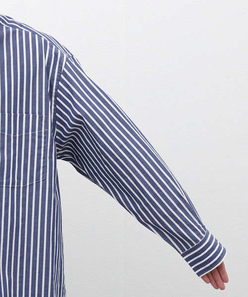 【セール】BLUE STRIPE B.D. SH / ブルーストライプボタンダウンシャツ（シャツ/ブラウス）｜417 EDIFICE（フォーワンセブンエディフィス）