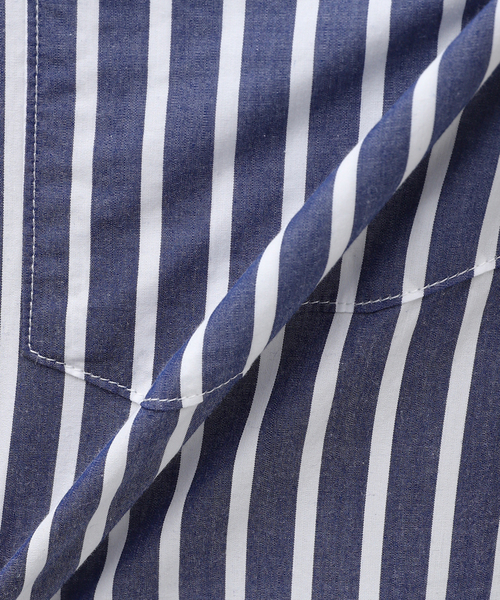 【セール】BLUE STRIPE B.D. SH / ブルーストライプボタンダウンシャツ（シャツ/ブラウス）｜417 EDIFICE（フォーワンセブンエディフィス）