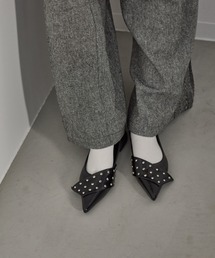 スタッズアクセントフラットパンプス