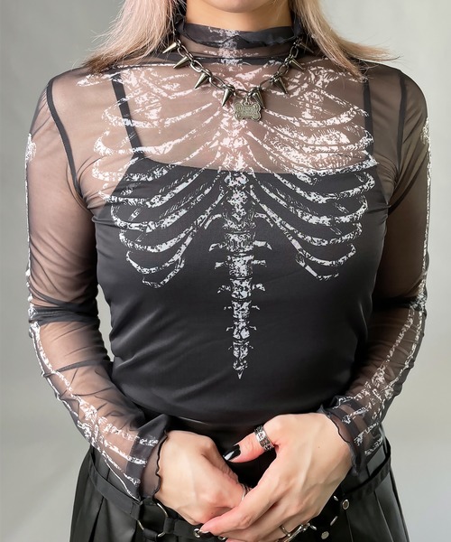 DARRDY（ダーディー）の「【DARRDY/ダーディー】肋骨デザイン長袖シアーカットソー（Tシャツ/カットソー・レディース・ブラック/アイボリー・ONESIZE）」の8枚目の写真
