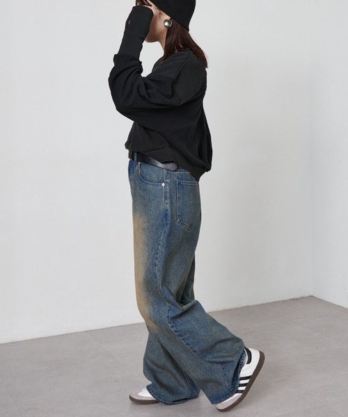 etsinta（エシンタ）の「【etsinta/エシンタ】リメイクワッフルヘンリーTee（Tシャツ/カットソー・レディース・グレー/オフホワイト/ブラック・ONE SIZE）」の11枚目の写真