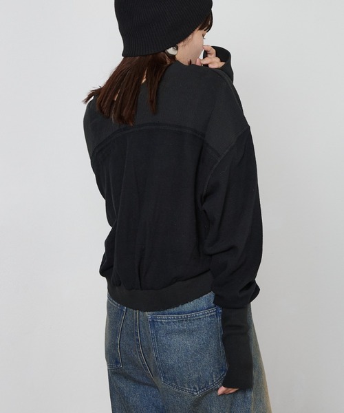 etsinta（エシンタ）の「【etsinta/エシンタ】リメイクワッフルヘンリーTee（Tシャツ/カットソー・レディース・グレー/オフホワイト/ブラック・ONE SIZE）」の7枚目の写真