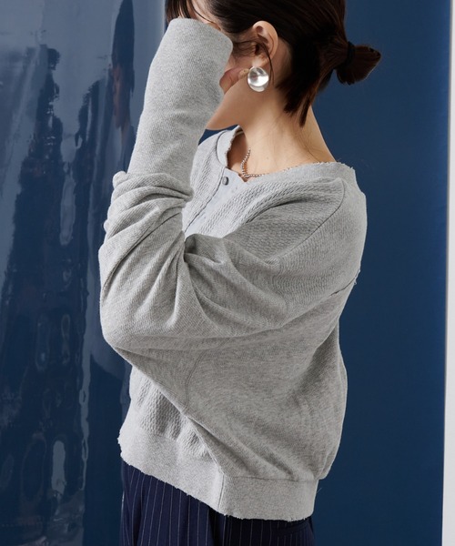 etsinta（エシンタ）の「【etsinta/エシンタ】リメイクワッフルヘンリーTee（Tシャツ/カットソー・レディース・グレー/オフホワイト/ブラック・ONE SIZE）」の16枚目の写真