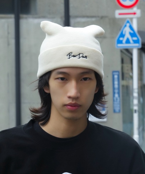 BEN DAVIS（ベンデイビス）の「【BEN DAVIS/ベンデイビス】猫耳ニットキャップ（ニットキャップ/ビーニー・メンズ・ブラック/ホワイト/ベージュ・FREE）」の2枚目の写真