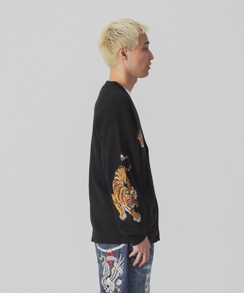 XLARGE（エクストララージ）の「XLARGE×ED HARDY KNIT CARDIGAN（カーディガン/ボレロ・メンズ・ブラック・S/M/L/XL）」の10枚目の写真